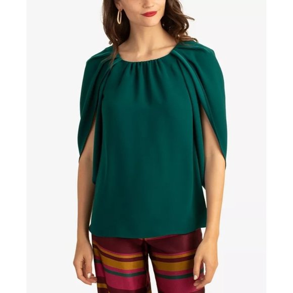 TRINA TURK Nora Cap-Sleeve Top - Spruce Green NWT - Picture 1 of 4